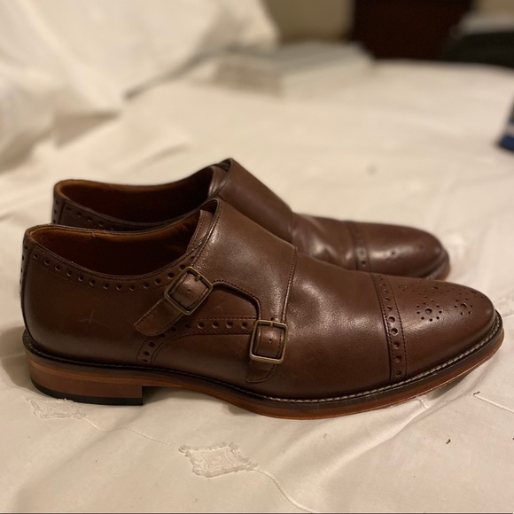 Johnston & Murphy Hughes Brown Double Monk Shoes - Picture 1 of 3